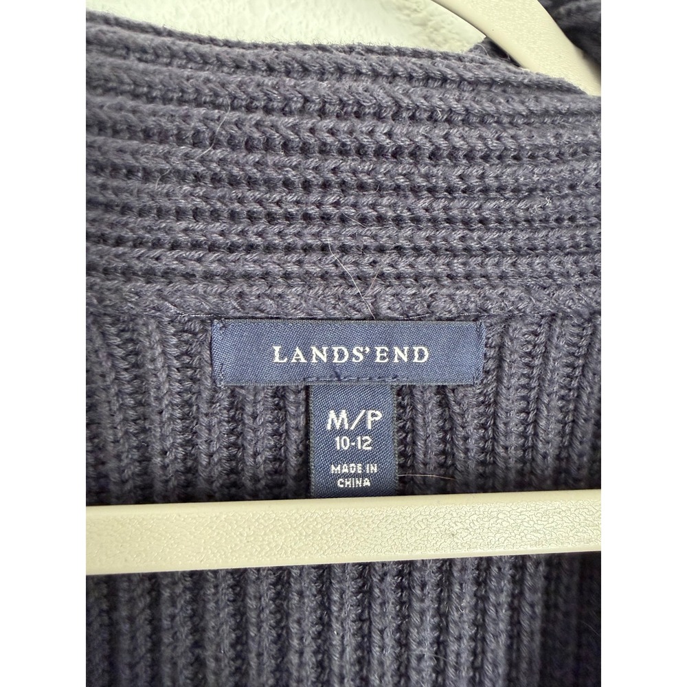 Lands End Drifter Cardigan Sweater Womens Medium Petite Shawl Collar Ribbed Knit - Picture 3 of 4